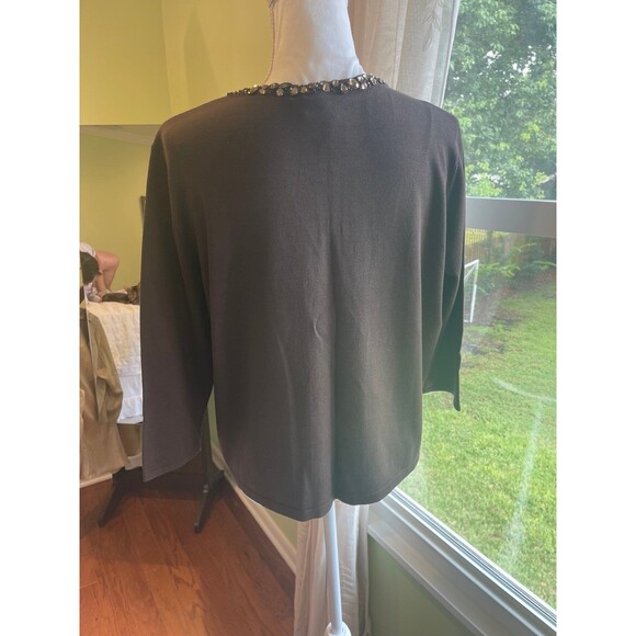 Talbots Silk Sweater Plus Size Petite Brown Beaded Tight Knit - Picture 4 of 12